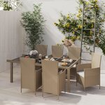vidaXL Ensemble à manger d'extérieur 7 Pièces coussins Résine tressée