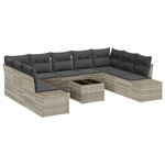 vidaXL Canapé de jardin 10 pièces avec coussins - Rotin gris