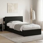 vidaXL Cadre de lit avec rangement Noir 75 x 190 cm Bois d'ingénierie