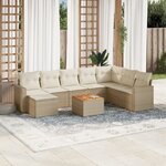 vidaXL Salon de jardin avec coussins 10 Pièces beige résine tressée