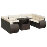 vidaXL Salon de jardin 10 Pièces avec coussins marron résine tressée