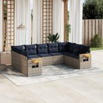 vidaXL Salon de jardin 9 Pièces avec coussins gris résine tressée