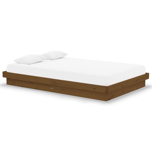 vidaXL Cadre de lit Marron miel Bois massif 120x190 cm Petit Double