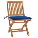 vidaXL Chaises de jardin lot de 2 et coussins bleu royal Bois de teck