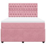 vidaXL Sommier à lattes de lit avec matelas Rose 140x190 cm Velours