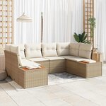 vidaXL Ensemble de canapé de jardin 6 Pièces Beige Poly rotin