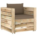 Salon de jardin meuble d'extérieur ensemble de mobilier 2 pièces avec coussins bois imprégné de vert 02_0015889
