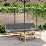 vidaXL Canapés centraux palette de jardin 2Pièces et coussins bois acacia