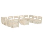 vidaXL Salon de jardin palette 10 Pièces Bois d'épicéa imprégné