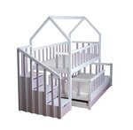 Lit cabane mi-haut pin violet