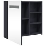 vidaXL Armoire de salle de bain à miroir avec LED gris 60x13x52 cm