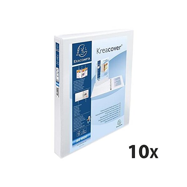 Classeur personnalisable Kreacover A4 Maxi 4 Ax Diam 30 mm Dos 47 mm Blanc x 10 EXACOMPTA
