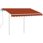 vidaXL Auvent manuel rétractable avec poteaux 3 5x2 5 m Orange marron