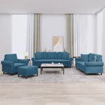 vidaXL Ensemble de canapés 4 Pièces avec coussins bleu velours