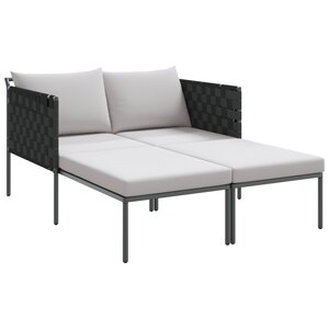 vidaXL Chaise Longue avec Coussins pour 2 Personnes Anthracite 115x153x69 5 cm Acier