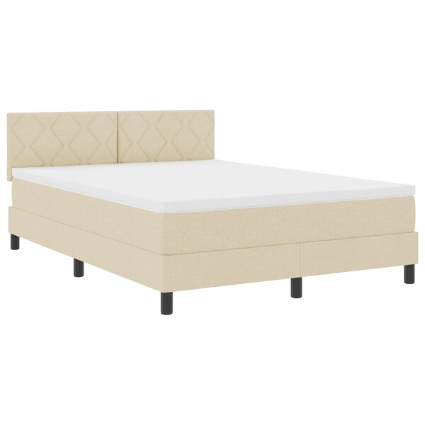 vidaXL Lit à ressort avec matelas Crème 160x200 cm en tissu