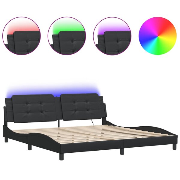 vidaXL Cadre de lit avec LED sans matelas Zadar noir 200x200 cm