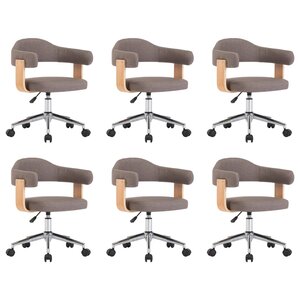 vidaXL Chaises pivotantes à manger lot de 6 taupe bois courbé et tissu