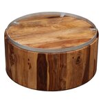 vidaXL Table basse Bois massif et acier 68 cm