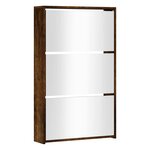 vidaXL Armoire à chaussures miroir 3 niveaux Chêne fumé 63x17x102 5 cm