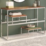 vidaXL Table console argenté inox et bois de récupération massif