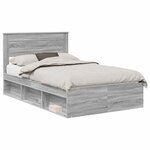 vidaXL Cadre de lit avec matelas Gris Sonoma 135 x 190 cm Pin massif