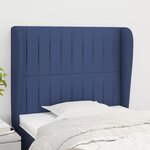 vidaXL Tête de lit avec oreilles Bleu 93x23x118/128 cm Tissu