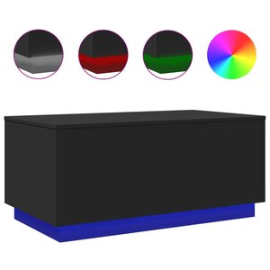 vidaXL Table basse avec lumières LED noir 90x50x40 cm