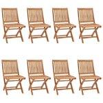 vidaXL Chaises pliables de jardin avec coussins 8 Pièces Teck solide