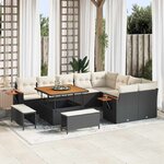 vidaXL Ensemble de canapé de jardin avec coussin 12 Pièces Noir et crème