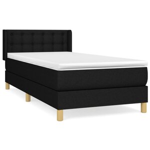 vidaXL Sommier à lattes de lit avec matelas Noir 100x200 cm Tissu