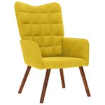 vidaXL Fauteuil relax avec tabouret en velours jaune