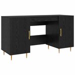 vidaXL Bureau avec porte Chêne noir 140 x 50 x 75 cm Bois d'ingénierie