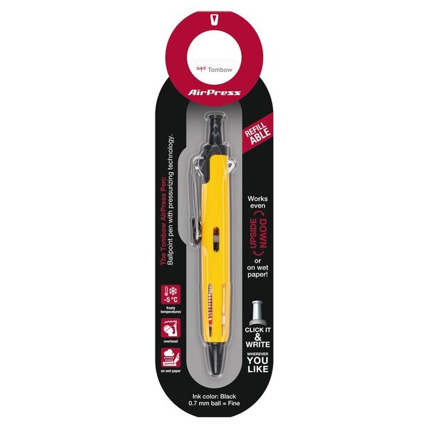 Stylo bille tout terrain airpress pen jaune x 5 tombow
