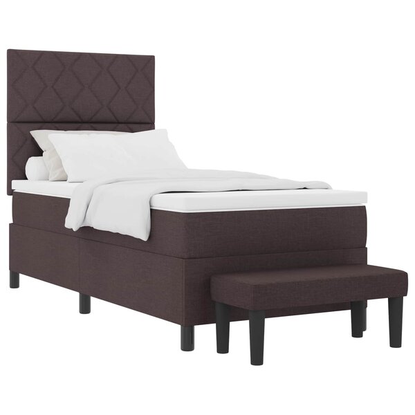vidaXL Lit à ressorts avec matelas Marron foncé 100 x 200 cm tissu