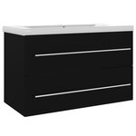 vidaXL Armoire d'évier avec lavabo intégré Noir Aggloméré
