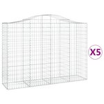 vidaXL Paniers à gabions arqués 5 Pièces 200x50x140/160 cm Fer galvanisé