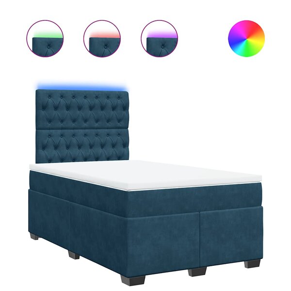 vidaXL Sommier à lattes de lit et matelas bleu 120x200 cm velours