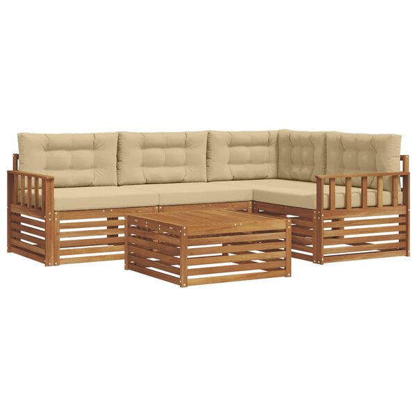 vidaXL Ensemble de canapés d'extérieur 5 pc Naturel et Beige