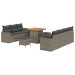 vidaXL Ensemble de canapés de jardin 10 pièces avec coussins en poly rotin gris et acacia