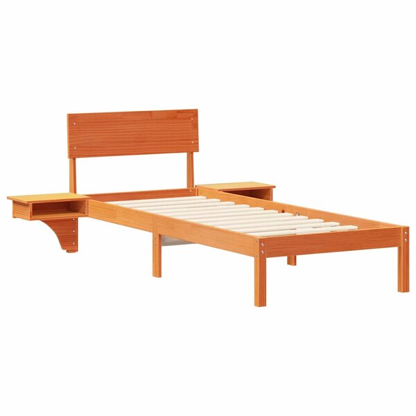vidaXL Cadre de lit avec tables de chevet avec tête de lit Marron cire