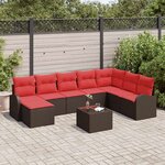 vidaXL Ensemble de Canapés 9 Pièces Marron et rouge polyrotin