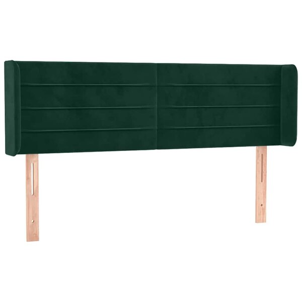 vidaXL Tête de lit avec oreilles Vert foncé 147x16x78/88 cm Velours