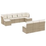 vidaXL Salon de jardin avec coussins 10 Pièces beige résine tressée