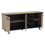 Ensemble séjour enfilade + table haute + vitrine - Décor chêne brossé