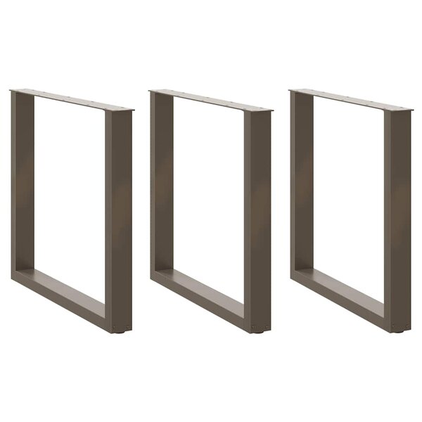 vidaXL Pieds de table à manger en U 3 pièces Acier naturel 80 x (72-73) cm Acier