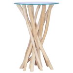 vidaXL Table basse avec dessus en verre 35x35x50cm Bois de teck massif