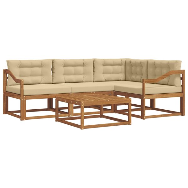 vidaXL Ensemble de canapés d'extérieur 5 Pièces Naturel et Beige