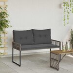 vidaXL Banc extérieur Gris 118 x 55 x 82 cm Rotin PE et tissu