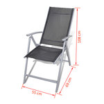 Vidaxl chaises de jardin pliables 4 pcs aluminium
